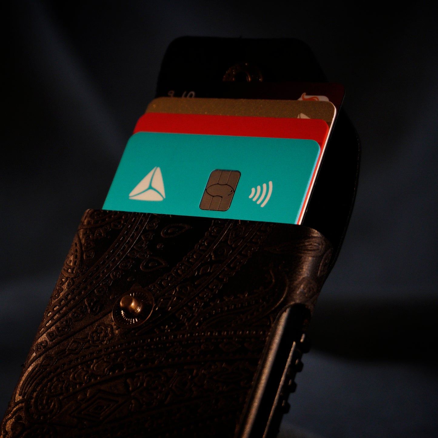 RFID Cardholder with leather sleeve