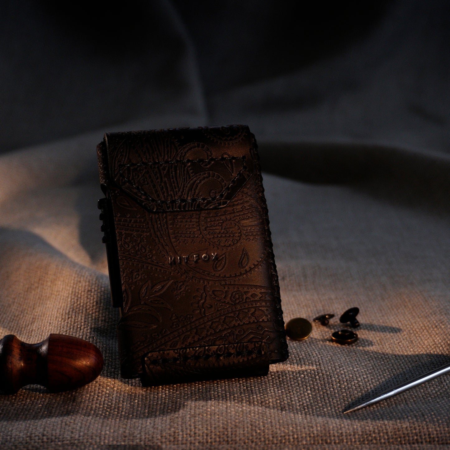 RFID Cardholder with leather sleeve