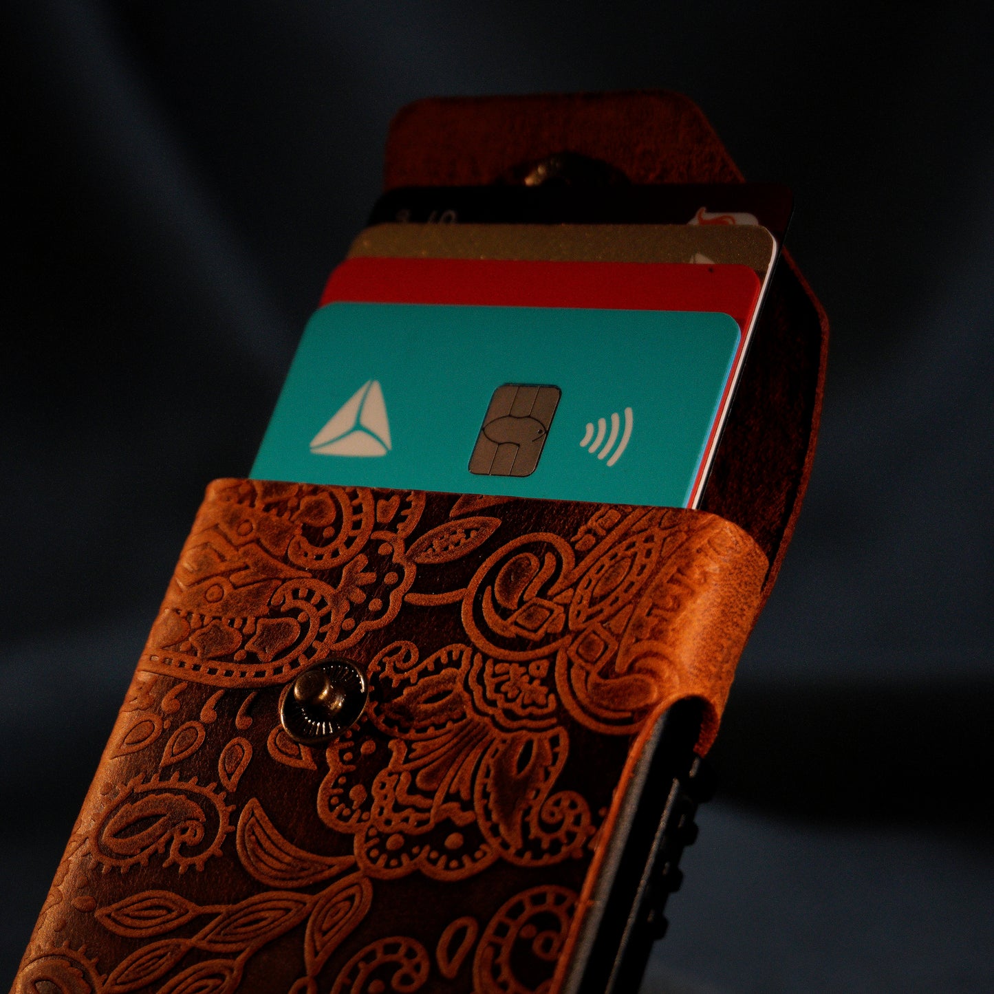 RFID Cardholder with leather sleeve