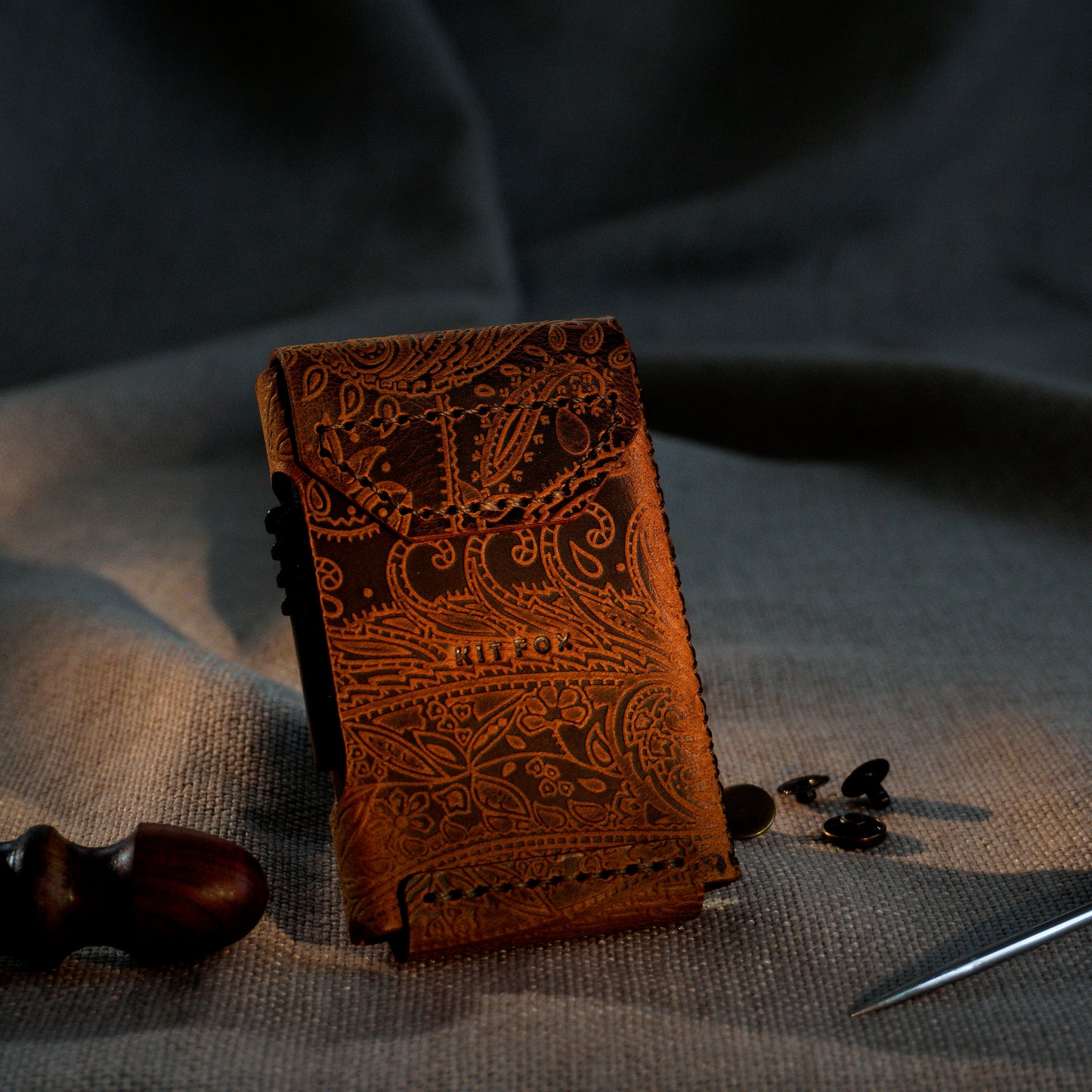 RFID Cardholder with leather sleeve