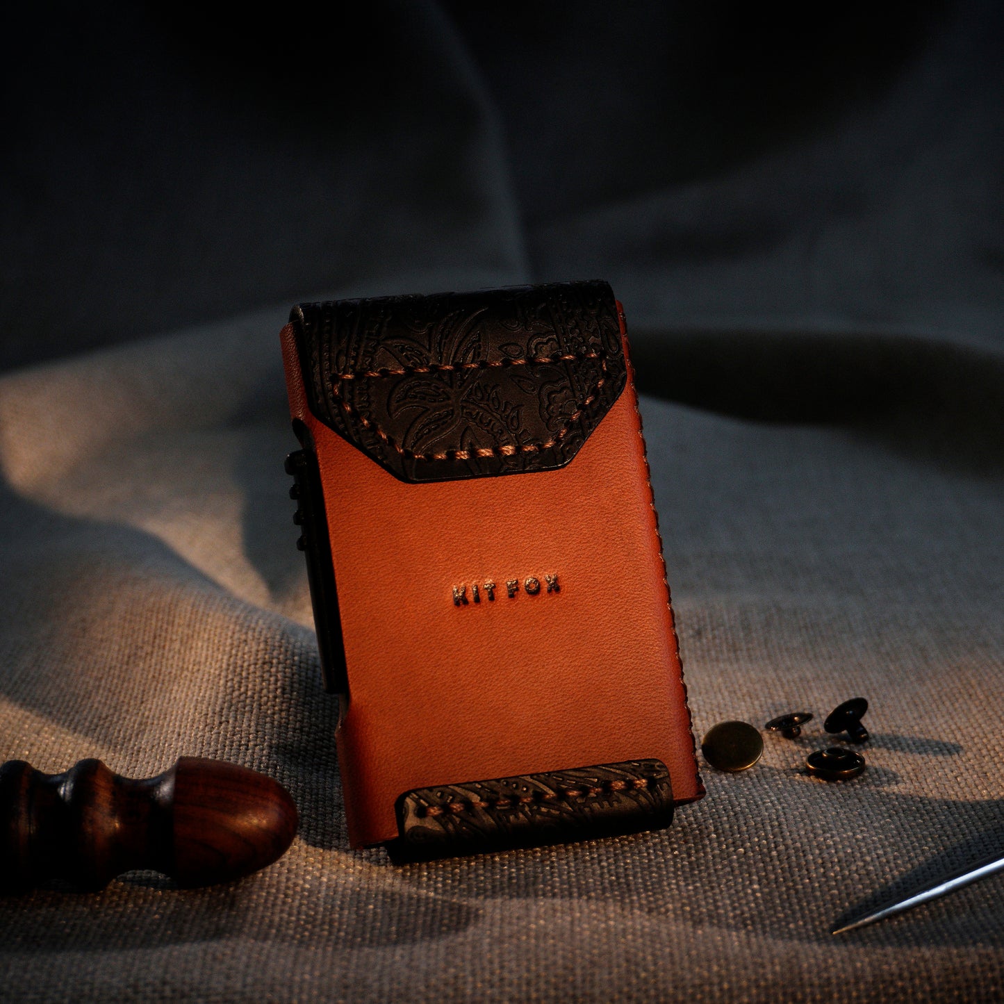 RFID Cardholder with leather sleeve
