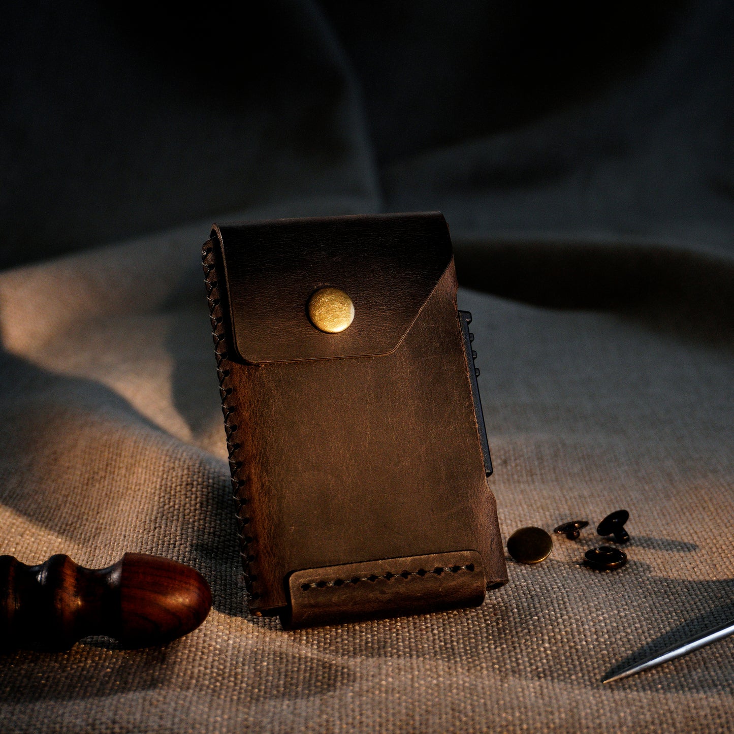 RFID Cardholder with leather sleeve