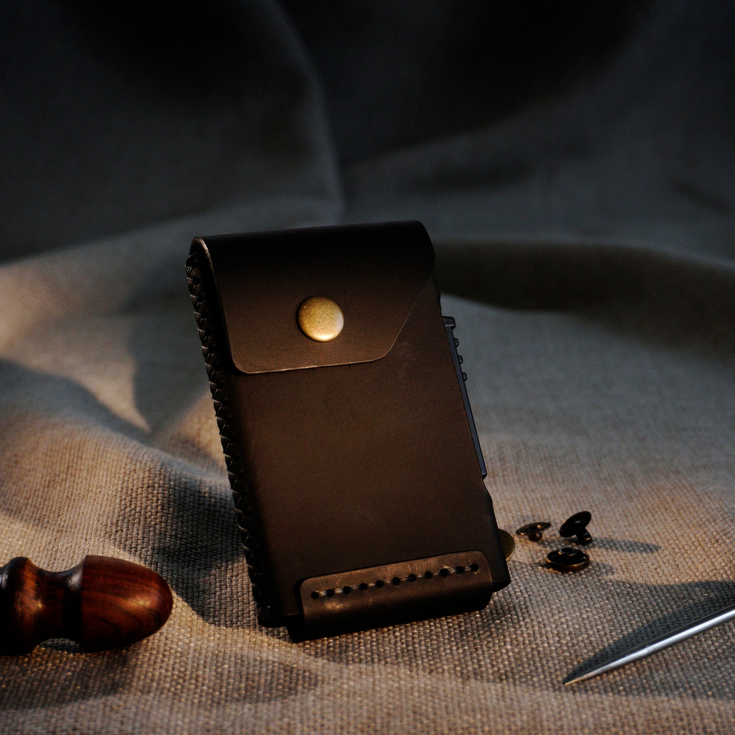 RFID Cardholder with leather sleeve