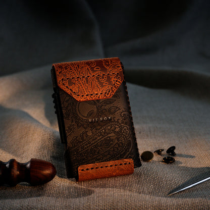 RFID Cardholder with leather sleeve